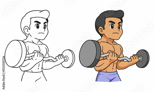 man lifting weights coloring page for kids
