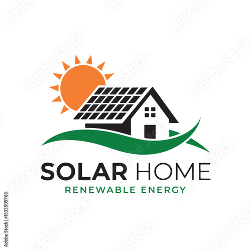 Solar Logo Design Vector, Solar Home Renewable Energy Logo