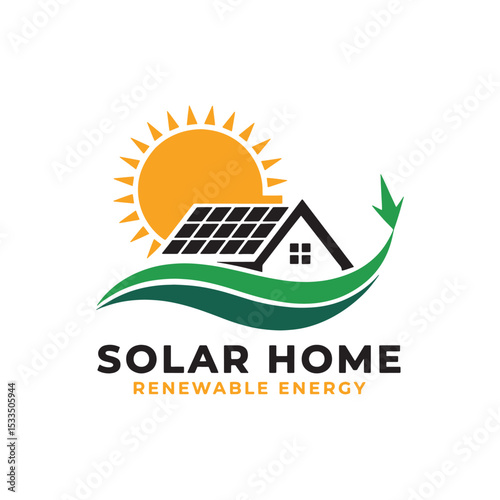 Solar Logo Design Vector, Solar Home Renewable Energy Logo