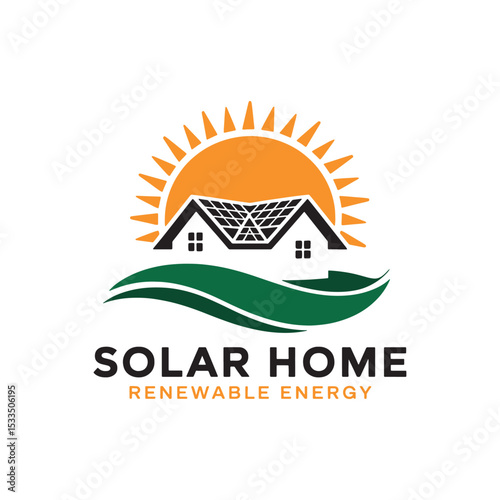 Solar Logo Design Vector, Solar Home Renewable Energy Logo