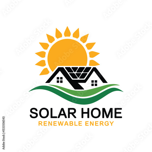 Solar Logo Design Vector, Solar Home Renewable Energy Logo