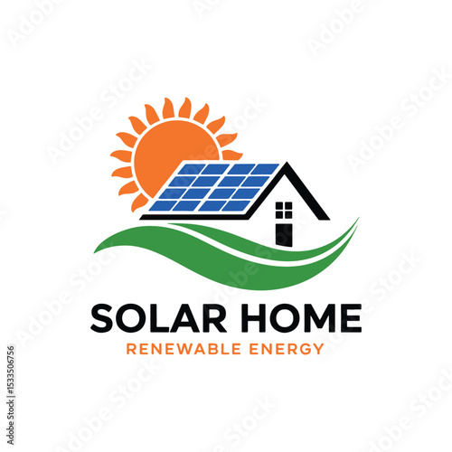 Solar Logo Design Vector, Solar Home Renewable Energy Logo