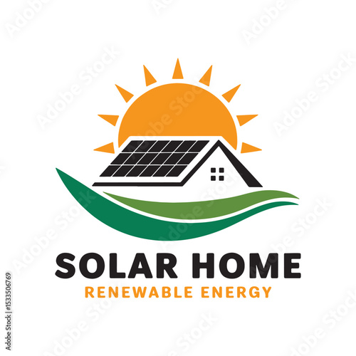 Solar Logo Design Vector, Solar Home Renewable Energy Logo