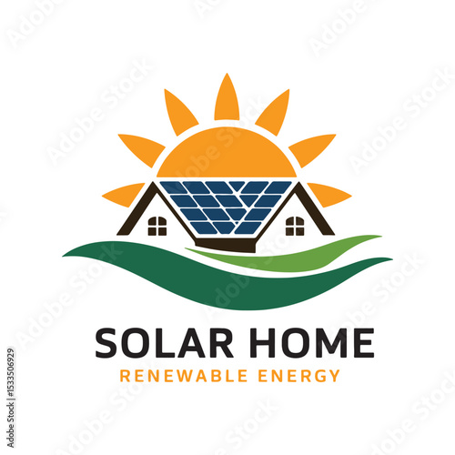 Solar Logo Design Vector, Solar Home Renewable Energy Logo