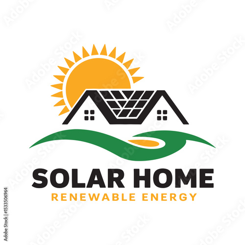 Solar Logo Design Vector, Solar Home Renewable Energy Logo