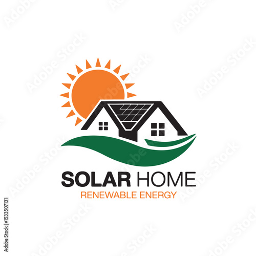 Solar Logo Design Vector, Solar Home Renewable Energy Logo