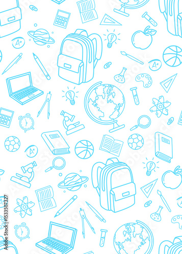 Back to school vector seamless pattern With School supplies Elements