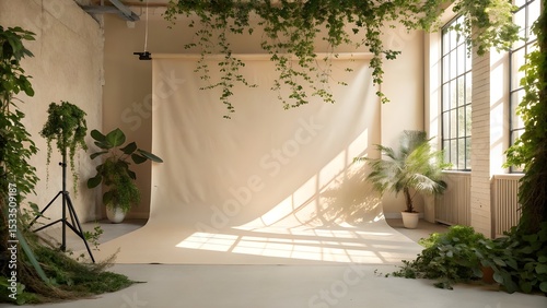 A serene studio bathed in sunlight a canvas awaiting artistry where nature embraces creativity and dreams begin Natural