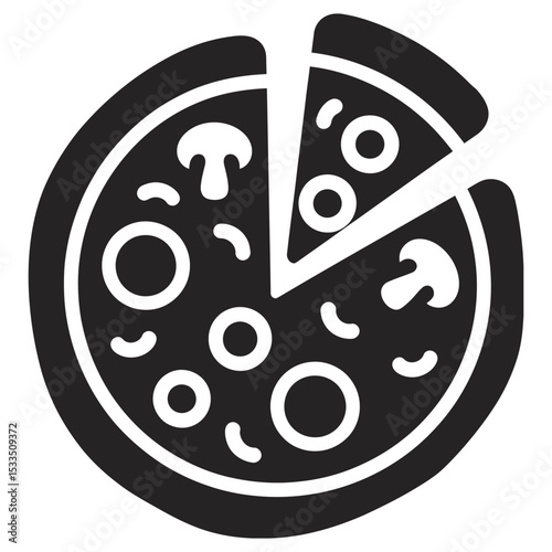 Sliced Pizza Delight: a delicious illustration of a freshly baked pizza. Every element is portrayed with precision, creating an irresistible invitation to a culinary journey.