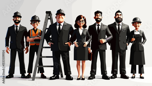 Silhouettes of Working People – Engineers and Various Occupations in Action