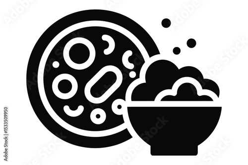 Sourdough and Bowl of Fluffiness: An artistic rendering of a freshly baked sourdough loaf alongside a bowl of fluffy, appealing goodness, offering a minimalist portrayal of culinary delight.