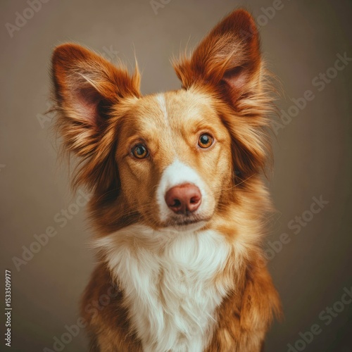 Beautiful Border Collie with expressive eyes poses against a simple background