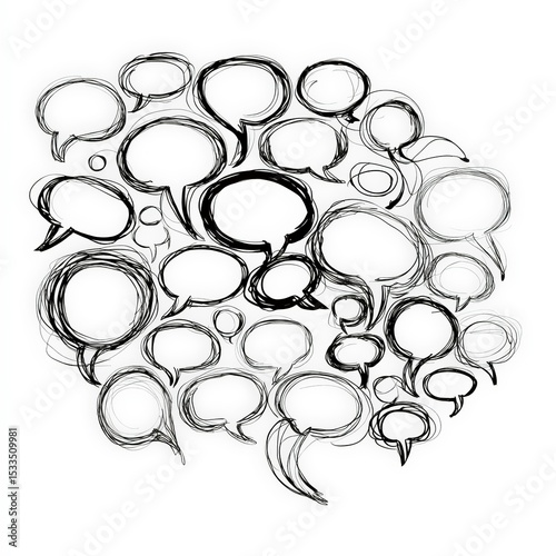 Creative representation of speech bubbles showcasing various communication styles in a minimalist design