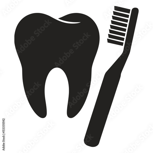 Dental Hygiene Icon: A simple yet effective icon featuring a healthy tooth and a toothbrush, symbolizing oral care and hygiene.