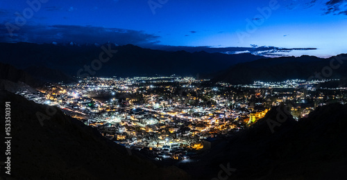 Fototapeta Naklejka Na Ścianę i Meble -  Leh city lights in the evening 