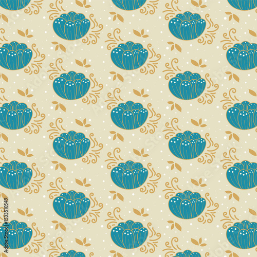Indonesia Traditional Batik Flower Seamless Pattern
