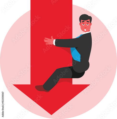 Businessman with Down Arrow Showing Loss
