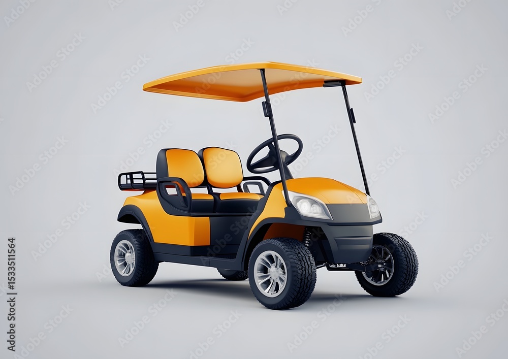 Fototapeta premium 3D rendered golf cart design mockup with logo space