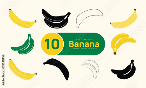 10 Banana Fruit Vector Design Set