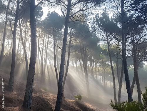 misty morning in the forest