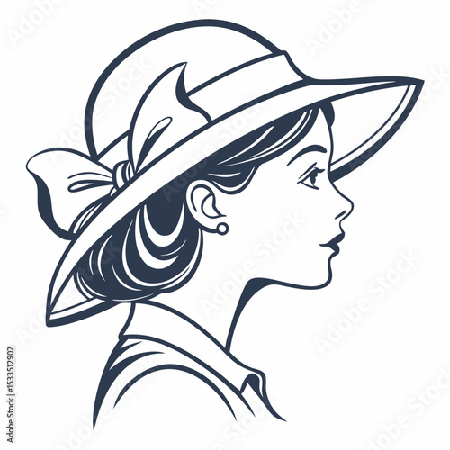 Woman with hat vector illustration free online.