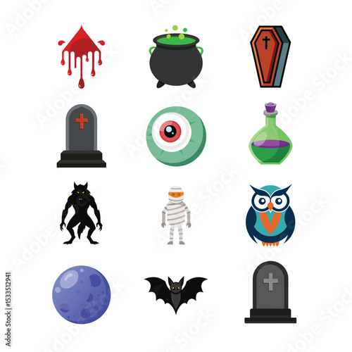 Halloween Vector Elements - Cartoon, Clipart and Line Art Illustration