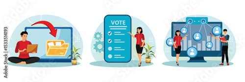Digital transformation concept.  Electronic voting.People counter system.