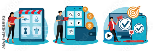 Niche service marketplace concept. App monetization. Multi-device targeting.