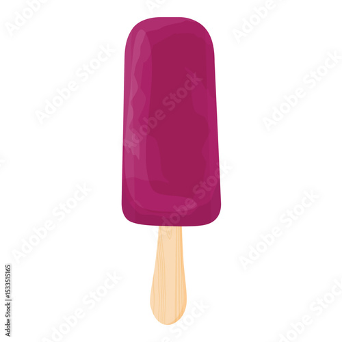 Colorful fruit popsicle ice cream with grape flavor, isolated on white background