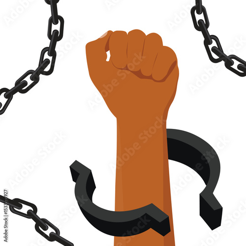 Vector illustration of a black hand in chains