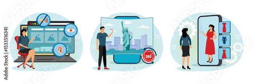 Web accessibility program concept. Virtual tour. Virtual Fitting Room.