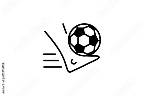 the icon design template  of foot not use shoes kick the ball. line style illustration isolated on white background. linear style sign for mobile concept and web design. Football ball design concept. 