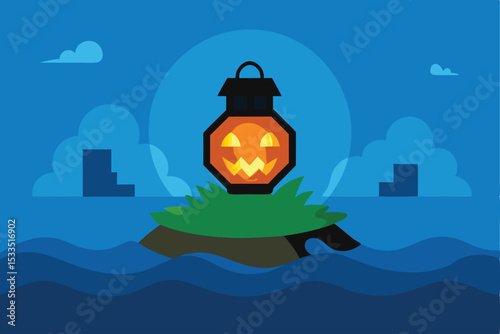 halloween pumpkin on the window