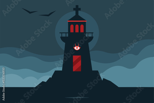 lighthouse in the moonlight
