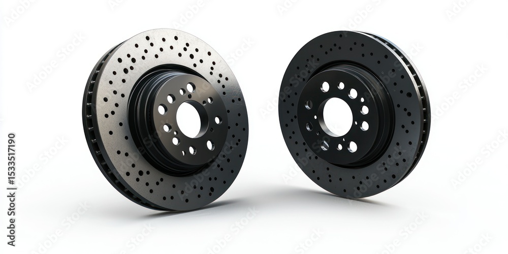 3D render of car brake disc and caliper on white background 3D render of car brake disc and caliper on white background