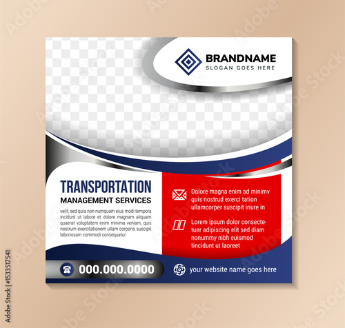Transport Web Banner Design. Freight Forwarding social media banners post template. Modern Logistics Transportation Services Social Media Promotional for photo space on blue and red gradient colors