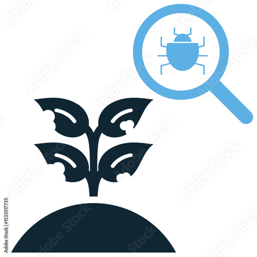 Plant disease icon vector for crop health issues, agricultural challenges, and pest control. Ideal for illustrating plant pathology, farming risks, and solutions for healthy cultivation.