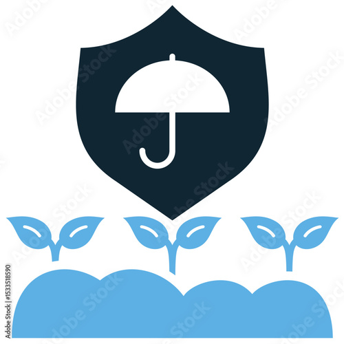 Farming insurance icon vector for risk management, crop protection, and agricultural security. Ideal for financial services, farm business planning, and safeguarding harvests from unforeseen events.