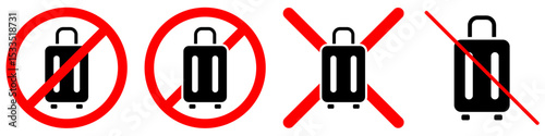 No luggage sign vector for restrictions on bags and baggage. Ideal for travel, airport, security, and transportation designs.