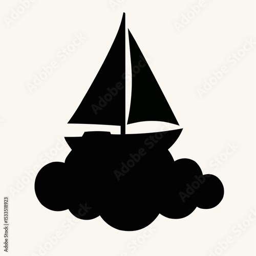 Vector illustration of a sailing ship on the sea, an iconic vessel for ocean travel and summer adventures