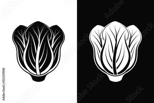Bok Choy Vegetable Icon. Monochrome Flat Vector for Design Use