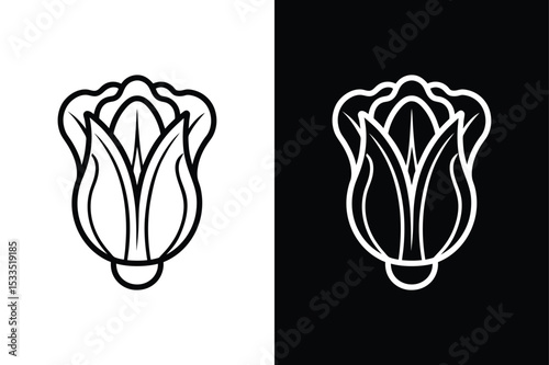 Vegetable Line Icon. Minimalist Bok Choy Illustration for Food Graphics