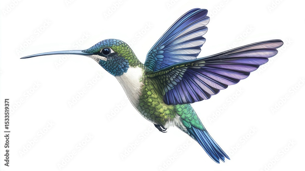 Fototapeta premium World Migratory Bird Day, Second week in May and October, Hummingbird Bird Images White Background