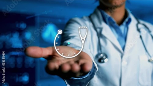 Medical Worker with Plus Icon Symbolizing Healthcare, Health Insurance, and Access to Medical Services with Copy Space, 4k video