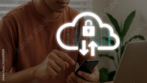 Cloud based file storage and secure data backup solution with encrypted privacy protection, real time synchronization and mobile access for file management. business continuity and digital security,  