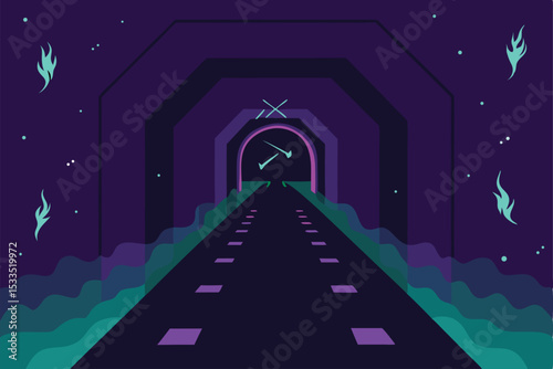tunnel in the night