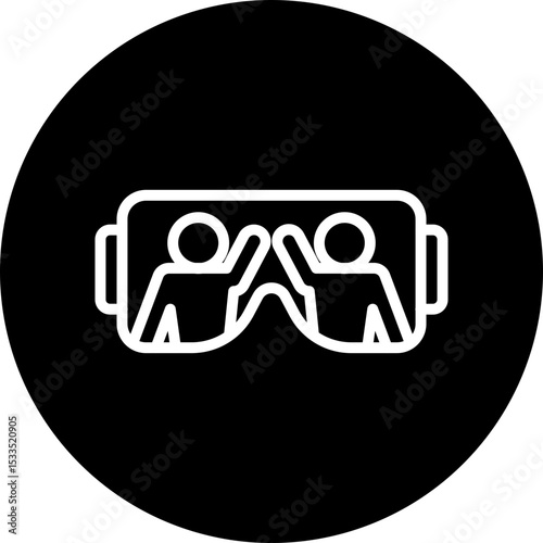 Metaverse Glasses Vector Line White Circle Black Icon Design