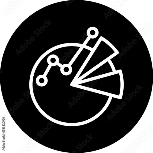 Data Analytics Graph Vector Line White Circle Black Icon Design