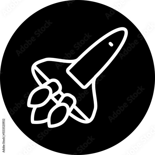 Rocket Launch Vector Line White Circle Black Icon Design