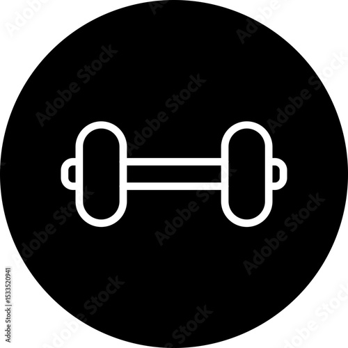 Dumbbell (Fitness) Vector Line White Circle Black Icon Design